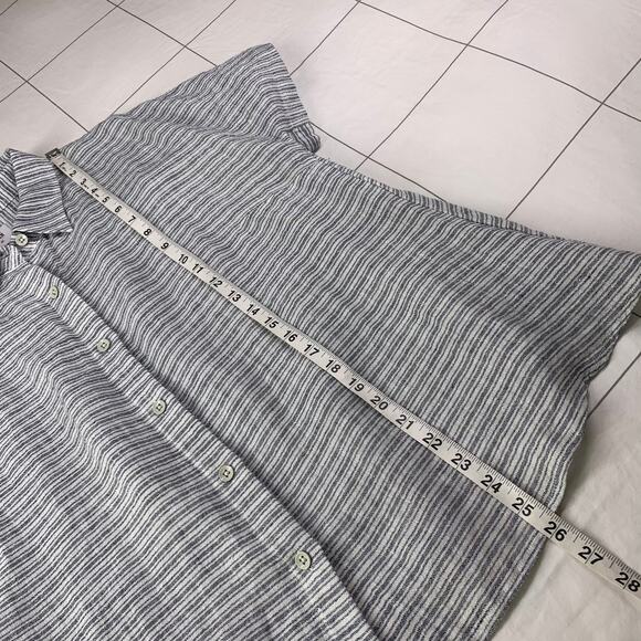 Cabi Top Womens Medium Gray Cream Hacienda Collared Short Sleeve Linen Casual - Picture 8 of 9